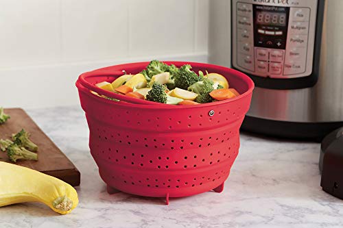 Fox Run Collapsible Silicone Steamer Basket Insert for Instant Pot, 6-Quart, Red