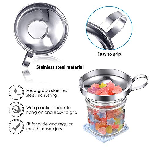 Jar Lifter tongs and Canning Rack Set with Canning Funnel,Stainless Steel Funnel Kitchen Jar Funnel Jar Lifter Tongs and Anti-Slip Canning Jar Lifter