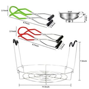 Jar Lifter tongs and Canning Rack Set with Canning Funnel,Stainless Steel Funnel Kitchen Jar Funnel Jar Lifter Tongs and Anti-Slip Canning Jar Lifter