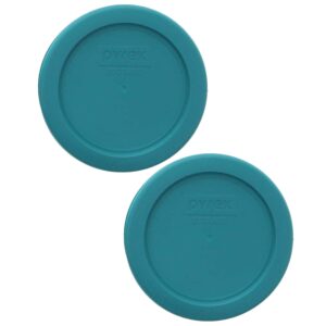 pyrex 7202-pc 1-cup turquoise round plastic food storage replacement lid, made in usa - 2 pack