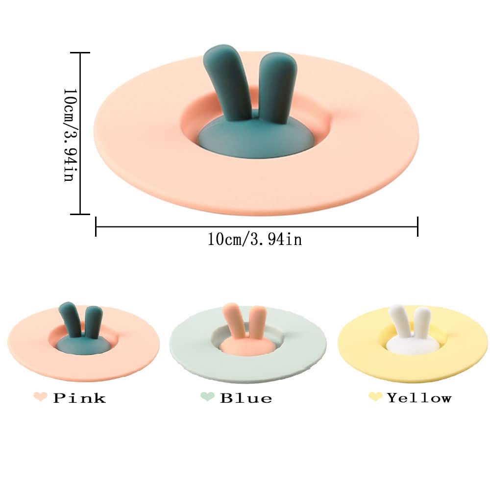 PIVHWIR Silicone Cup Lids Set of 3, Food Grade Rabbit Ear Silicone Cup Covers Anti-dust Airtight Seal for Mugs, Tea Cups, Hot Cup Lids, Coffee Cup