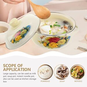 UPKOCH Enamel Stockpot Soup Stock Pot with Lid Kitchen Binaural Stockpot Home Cooking Utensil Udon Bowl Asian Noodles Bowl Sara Bowl