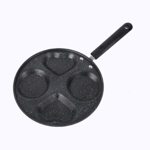 Liampo Non Sticking Frying Pan 4 Round Molds Egg Pan Medical Stone Pancake Pan Evenly Heated Comfortable Plastic Handle One Wipe is Clean