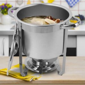 11L Marmite Soup Chafer/Stainless Steel Soup Warmer/Soup Server with Spoon and Water Pan for Chilli and Gumbo