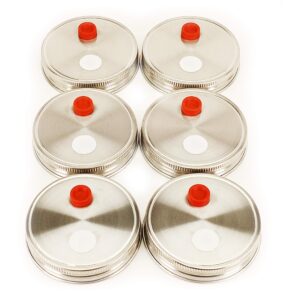 mushroom jar lid for grain spawn stainless steel metal wide mouth (6 pack)