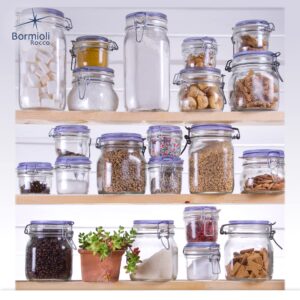 Bormioli Rocco Fido Collection, 2 Pack, 25¼ Oz. Food Storage Glass Jars, Airtight Rubber Seal & Glass Lid, With Stainless Wire Clamp, Made In Italy.