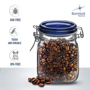 Bormioli Rocco Fido Collection, 2 Pack, 25¼ Oz. Food Storage Glass Jars, Airtight Rubber Seal & Glass Lid, With Stainless Wire Clamp, Made In Italy.