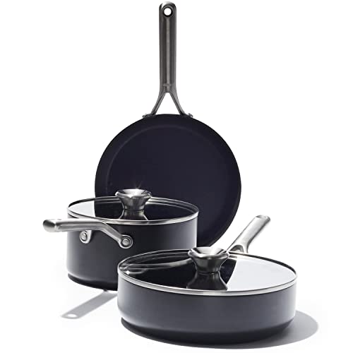 OXO Professional Hard Anodized PFAS-Free Nonstick, 5 Piece Cookware Pots and Pans Set, Induction, Diamond reinforced Coating, Dishwasher Safe, Oven Safe, Black