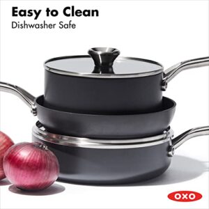 OXO Professional Hard Anodized PFAS-Free Nonstick, 5 Piece Cookware Pots and Pans Set, Induction, Diamond reinforced Coating, Dishwasher Safe, Oven Safe, Black