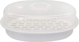 1-tier microwave steamer heating steamer for home kitchen white (oval)