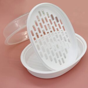 1-Tier Microwave Steamer Heating Steamer for Home Kitchen White (Oval)