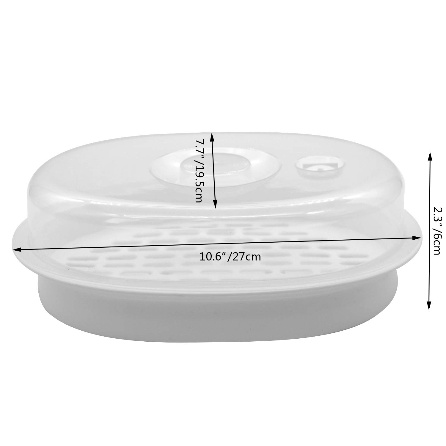 1-Tier Microwave Steamer Heating Steamer for Home Kitchen White (Oval)