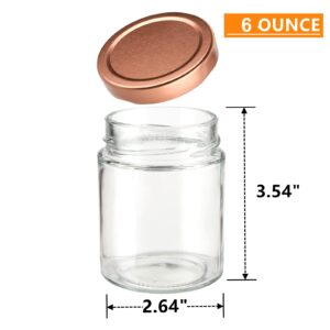 Yopay 12 Pack 6oz Glass Jars, Clear Round Candle Jars with Gold Lids, Empty Food Storage Containers, Canning Jar For Yogurt, Spice, Powder, Liquid