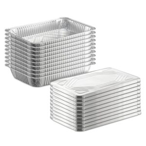 tiger chef full size 21 x 13 inches durable aluminum foil steam table pans with lids, disposable, includes 10 pans and 10 lids. 20-piece