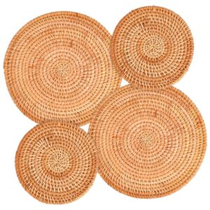 milkary 4 pack handwoven rattan coasters, table woven trivet for hot dishes plates cup as a gift for family friends colleague housewarming birthday christmas holiday party