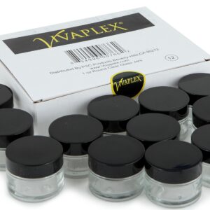 Vivaplex, 12, Clear, 1 oz, Round Glass Jars, with Inner Liners and black Lids