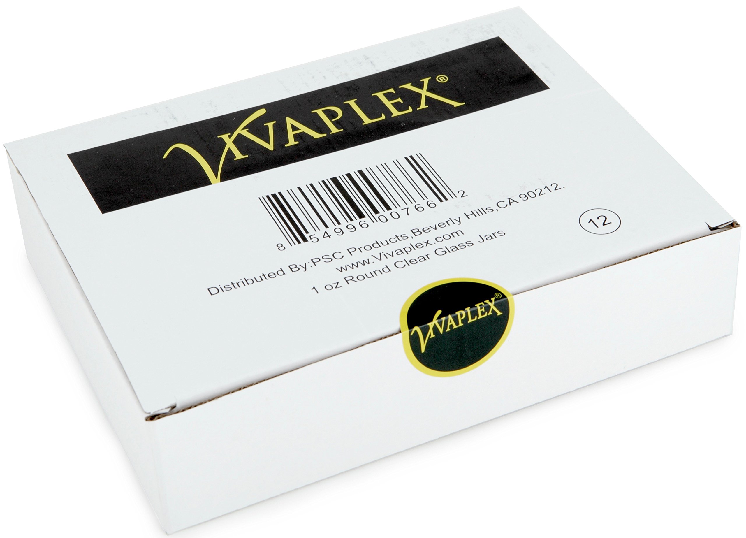 Vivaplex, 12, Clear, 1 oz, Round Glass Jars, with Inner Liners and black Lids