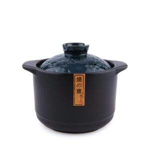 lake tian ceramic cooking pot, clay pot cooking, earthenware pot, japanese donabe, chinese ceramic/casserole/clay pot/earthen pot cookware stew pot stockpot with lid small steam, 砂锅 blue 5l/5.3qt