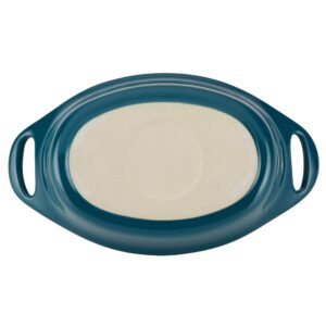 Rachael Ray Solid Glaze Ceramics Au Gratin Bakeware / Baker Set, Oval - 2 Piece, Teal