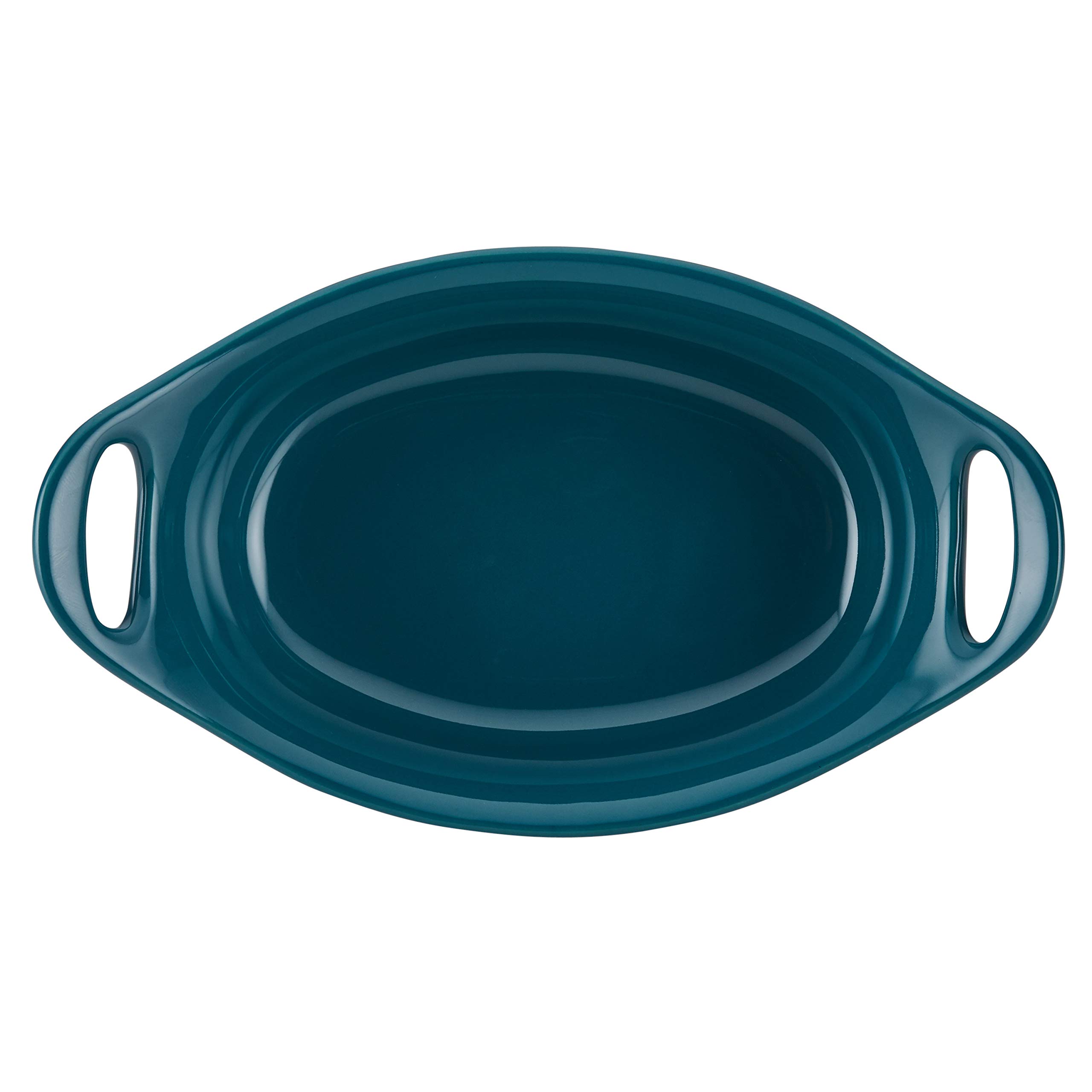 Rachael Ray Solid Glaze Ceramics Au Gratin Bakeware / Baker Set, Oval - 2 Piece, Teal