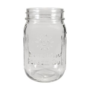 Sunshine Mason Co. Pint Sized Glass Mason Jars with Hanger Handles Set of 12