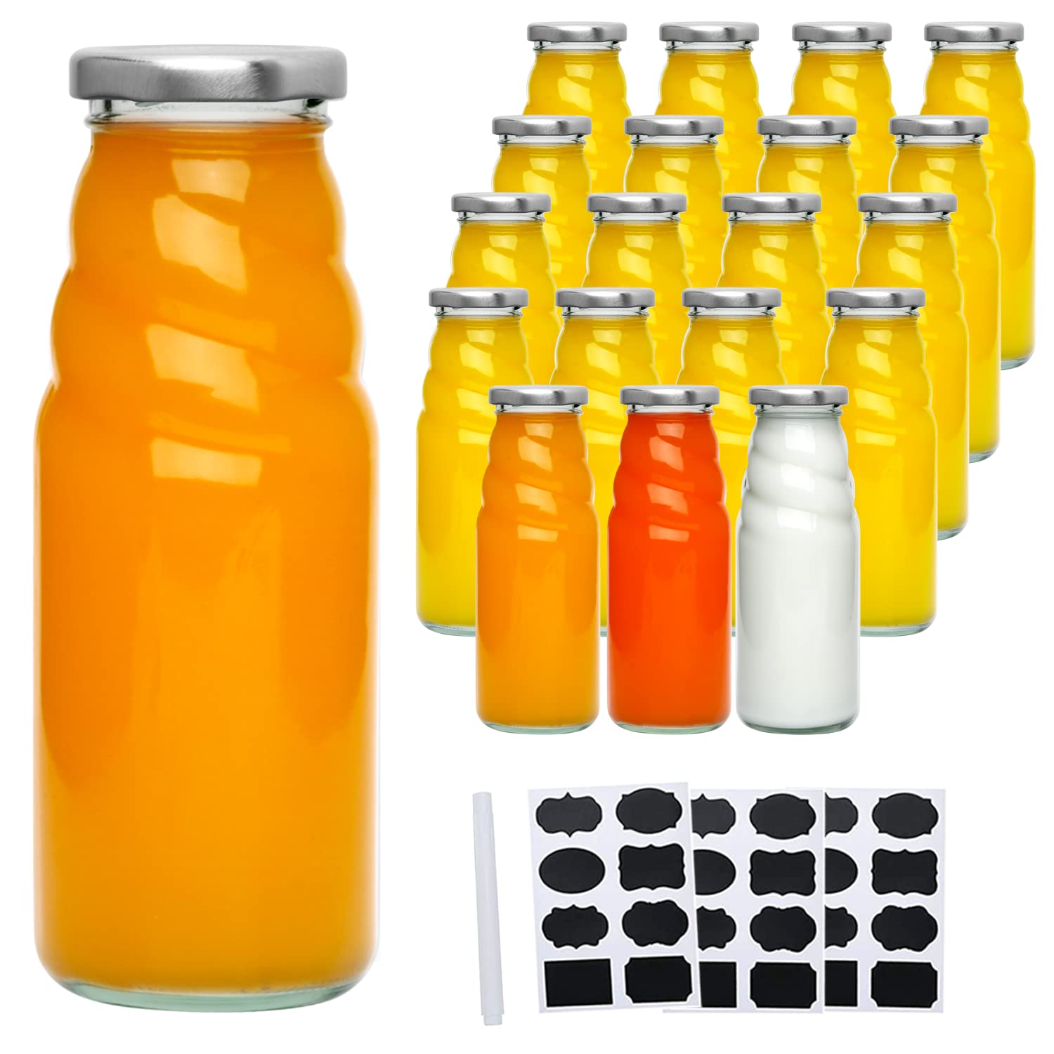 Accguan Glass Bottles,11 oz Water Bottle with Leak-proof Screw Cap, Ideal for Jam, Honey, Wedding Favors, Shower Favors, DIY Magnetic Spice Jars, 20 PACK