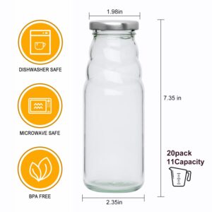 Accguan Glass Bottles,11 oz Water Bottle with Leak-proof Screw Cap, Ideal for Jam, Honey, Wedding Favors, Shower Favors, DIY Magnetic Spice Jars, 20 PACK