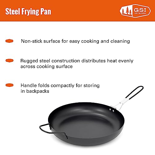 GSI Outdoors Steel 12" Nonstick Foldable Handle Frypan for Backpacking, Camping and Outdoors