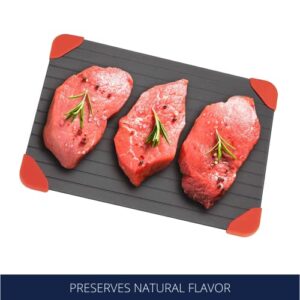 13MARCH Defrosting Tray for Frozen Meat, Premium Quality Aluminum Metal Thawing Tray, Quick Defrost for Frozen Food, Very Fast Meat Defroster - Medium