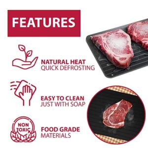 13MARCH Defrosting Tray for Frozen Meat, Premium Quality Aluminum Metal Thawing Tray, Quick Defrost for Frozen Food, Very Fast Meat Defroster - Medium