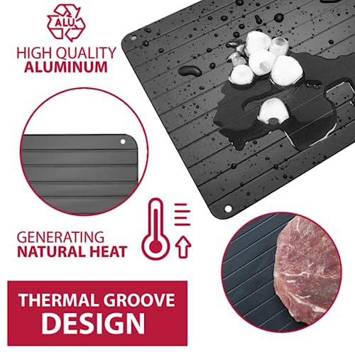 13MARCH Defrosting Tray for Frozen Meat, Premium Quality Aluminum Metal Thawing Tray, Quick Defrost for Frozen Food, Very Fast Meat Defroster - Medium