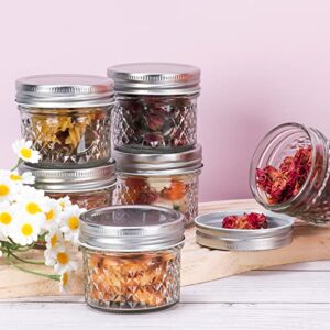 Waymind Set of 40 4oz Glass Jars With Silver Lids,Mason Jars,Glass Jars with lids,Ideal for Honey,Jam,Baby Foods,Wedding Favor