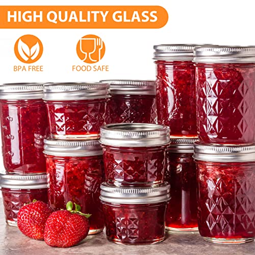 Waymind Set of 40 4oz Glass Jars With Silver Lids,Mason Jars,Glass Jars with lids,Ideal for Honey,Jam,Baby Foods,Wedding Favor