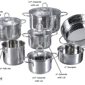 14 Pc Stainless Steel Cookware Set - stainless steel pots and pans set, cookware set Hungered Handle with Lids for Home and Restaurant