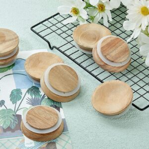 Wooden Lid Yogurt Jar Lids Round Wood Canning Lids Decorative Wood Lid Compatible with Yoplait Oui Lids for Home Kitchen Hotel Restaurant Yogurt Jars(8 Pack)