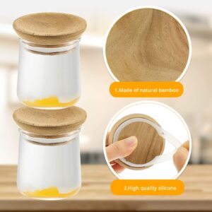 Wooden Lid Yogurt Jar Lids Round Wood Canning Lids Decorative Wood Lid Compatible with Yoplait Oui Lids for Home Kitchen Hotel Restaurant Yogurt Jars(8 Pack)