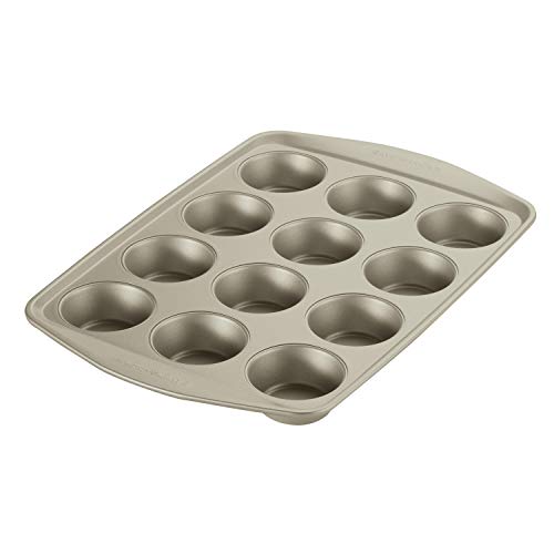 Rachael Ray Nonstick Bakeware Set without Grips includes Nonstick Baking Pan with Lid and Muffin Pan / Cupcake Pan - 3 Piece, Silver