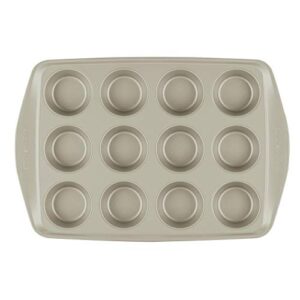 Rachael Ray Nonstick Bakeware Set without Grips includes Nonstick Baking Pan with Lid and Muffin Pan / Cupcake Pan - 3 Piece, Silver