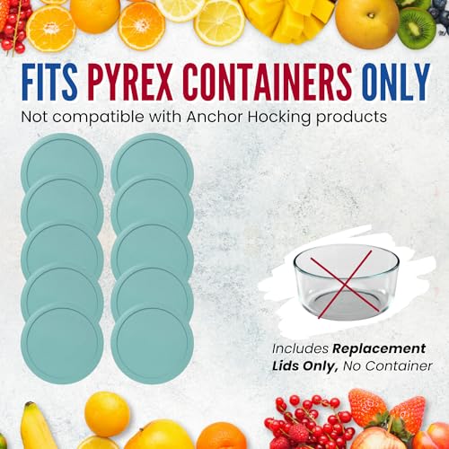 Replacement Lid for Pyrex 5" Storage Plastic Cover 2 Cup Bowl 7200-PC Turqoise (10-Pack)