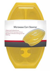 microwave sweet corn cooker/corn steamer with vented lid - yellow - easy & fast way to steam corn in the microwave - 2 pieces at a time. bpa free!