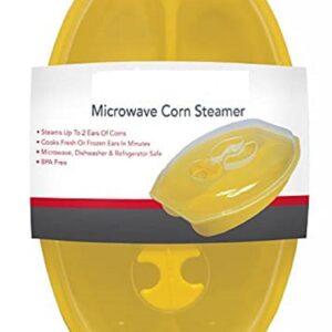 Microwave Sweet Corn Cooker/Corn Steamer with Vented Lid - Yellow - Easy & Fast Way To Steam Corn In The Microwave - 2 Pieces At A Time. BPA Free!