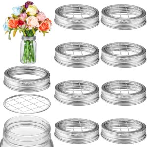 mason flower jar insert lid metal flower lid insert mason grid flower organizer lid insert for regular mouth mason canning jars (8 sets)