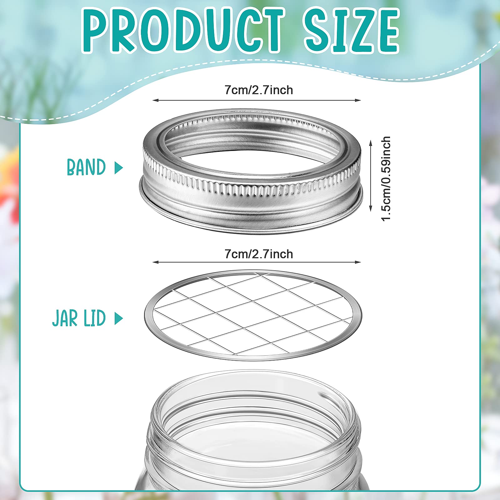 Mason Flower Jar Insert Lid Metal Flower Lid Insert Mason Grid Flower Organizer Lid Insert for Regular Mouth Mason Canning Jars (8 Sets)