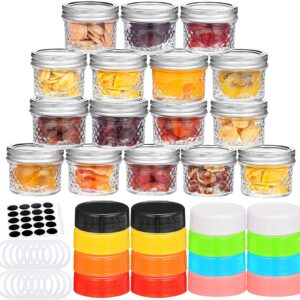 Cibeat 16 PACK Mini Mason Jars Glass Canning Jars, 4 OZ Jelly Jars With Regular Lids, Ideal for Honey, Jam, Wedding Favors, Shower Candle, Baby Food, Small Spice Jars