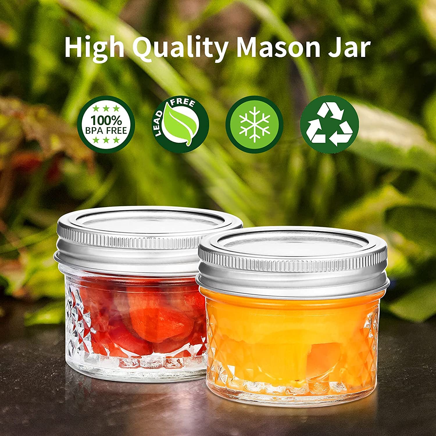 Cibeat 16 PACK Mini Mason Jars Glass Canning Jars, 4 OZ Jelly Jars With Regular Lids, Ideal for Honey, Jam, Wedding Favors, Shower Candle, Baby Food, Small Spice Jars