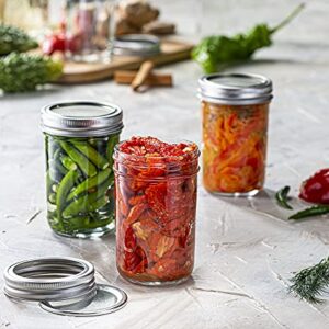 8oz Glass Mason Jars with lids Set of 6 - wide mouth - Airtight Band + Marker & Labels - Canning Jars with Lids, Ideal for candle jars, Spice Jars, Wedding Favors, Meal Prep, Jelly Jar, Jam, Honey,