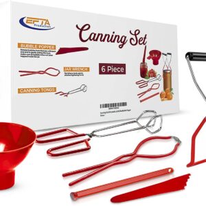 EFTA 6 Pieces Canning tools|Canning supplies Kit,include Jar Lifter, Canning Funnel, Canning Tongs, Lid Lifter, Bubble Popper, | Ideal Picking Kit With Stainless-Steel |.