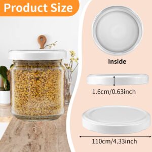 20 Pieces 110 mm Jar Lids White Metal Wide Mouth Glass Lug Lids Jar Lids Canning Jar Lid Replacement Jar Lid Metal Cover for Sealed Pickle Jam Mason Jar