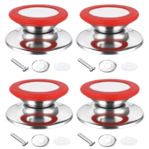 4 pack red pot lid knob replacement, stainless steel pot lid handle, kitchen cookware universal replacement pan lid holding handles