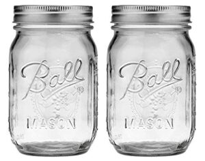 mason jar-16 oz. ball clear glass regular mouth pack of 2 - heritage collection set of 2…